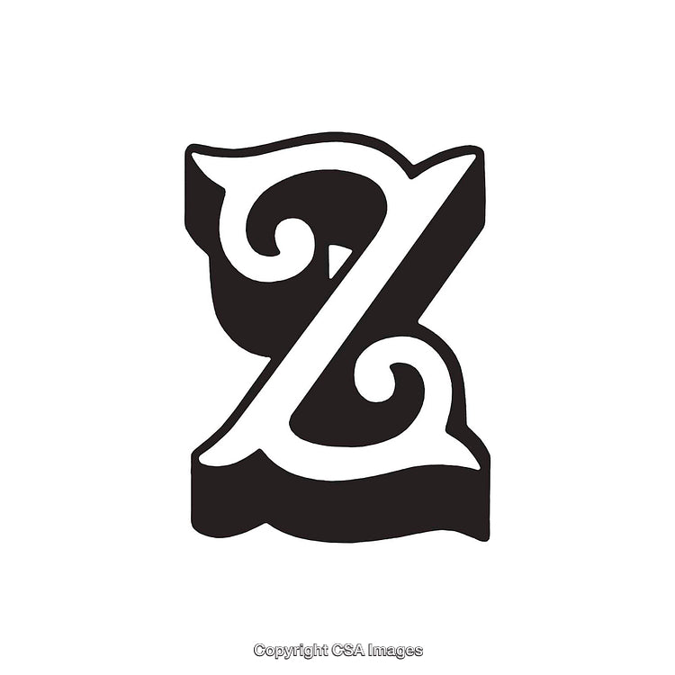 Ornate Letter Z in Bold Black and White Design