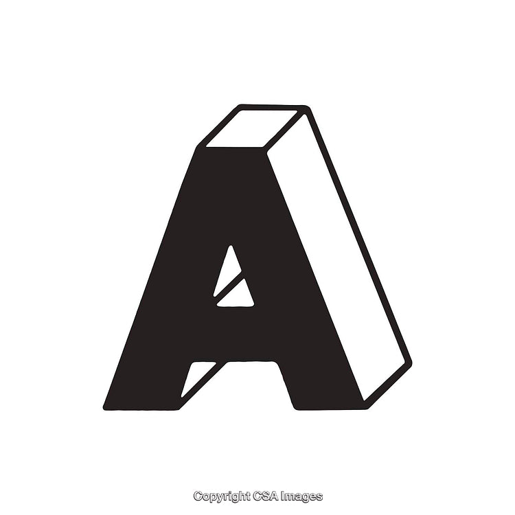 Stylized Black 3D Letter A on a White Background