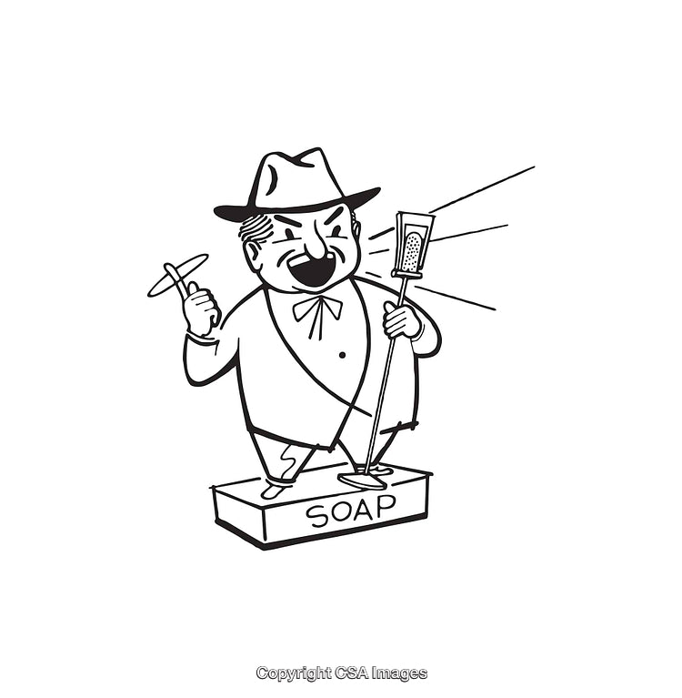 Illustration of a Man Speaking from a Soapbox with Microphone