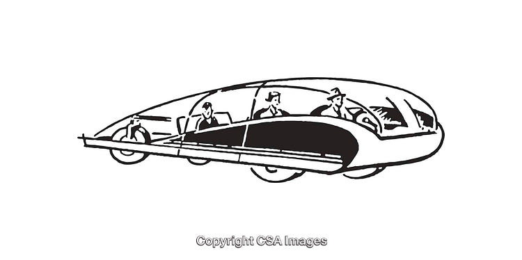 Futuristic Car Concept Illustration with Retro Design and Transparent Exterior