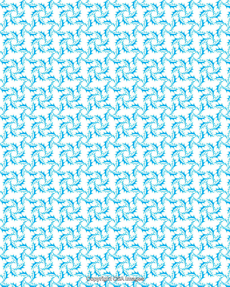 Blue Abstract Floral Pattern Design with Intricate Leafy Element Repetition