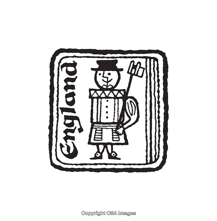 Black and White Line Art Illustration of a Classic English Beefeater