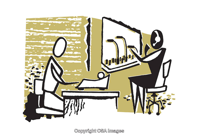 Abstract Illustration of Collaboration Between Professionals in a Modern Workspace