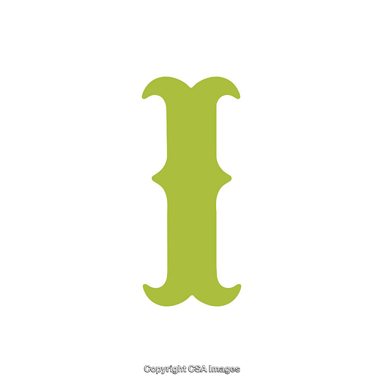 Stylized Green Letter I Isolated on a White Background