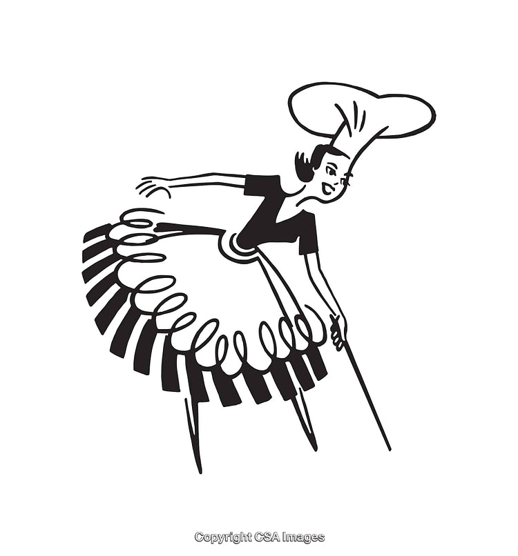 Retro Black and White Chef Illustration with Vintage Charm