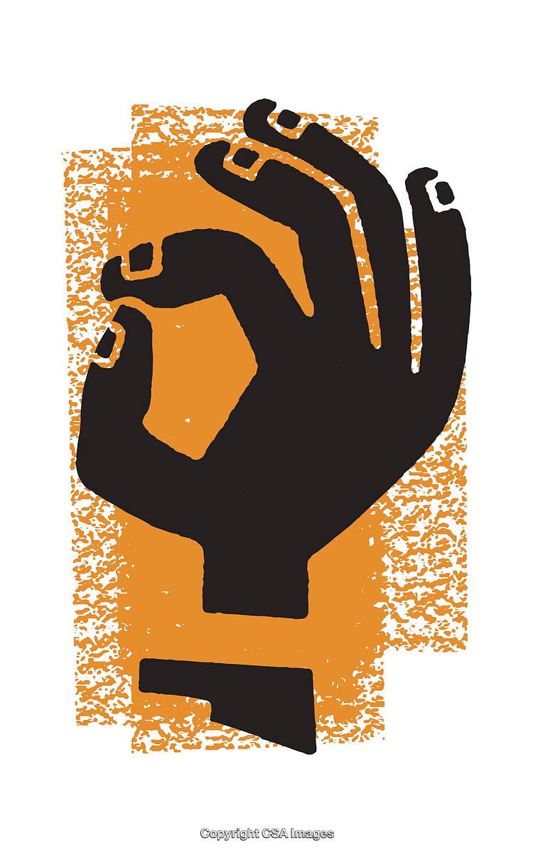 Stylized Illustration of Hand in Gesture with Dynamic Block Colors