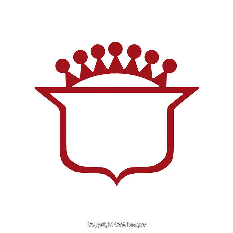 Minimalist Red Crown Design with Elegant Symbols and Iconic Style