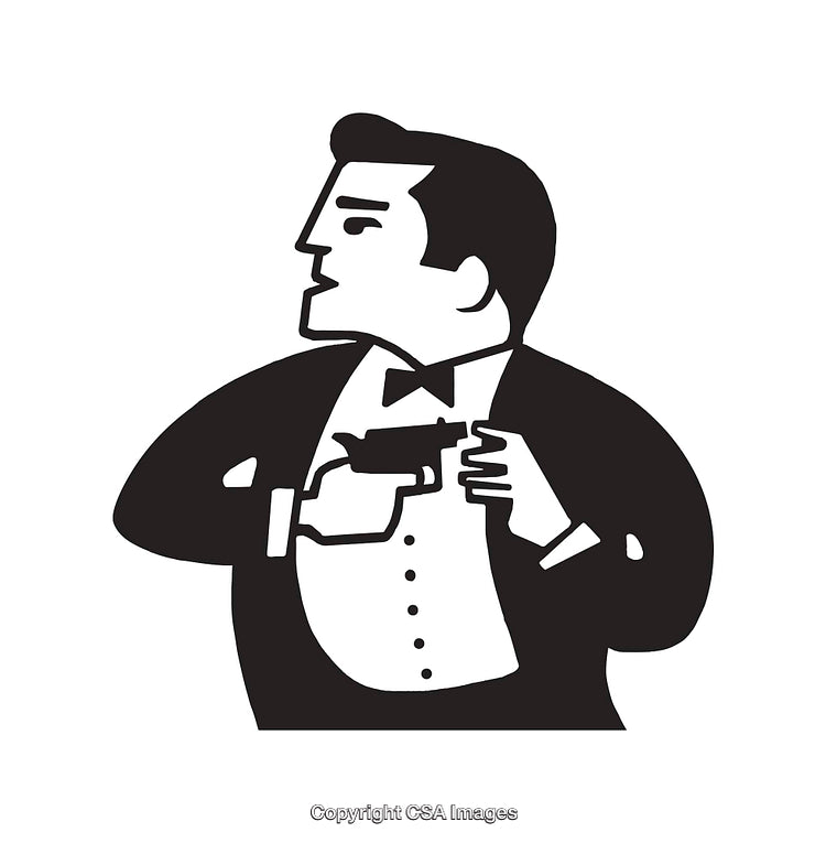 Stylish Spy in Black-Tie Suit Depicts Agent in Action Art Style