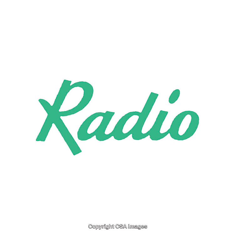 Simple Green Radio Text Design on White Background