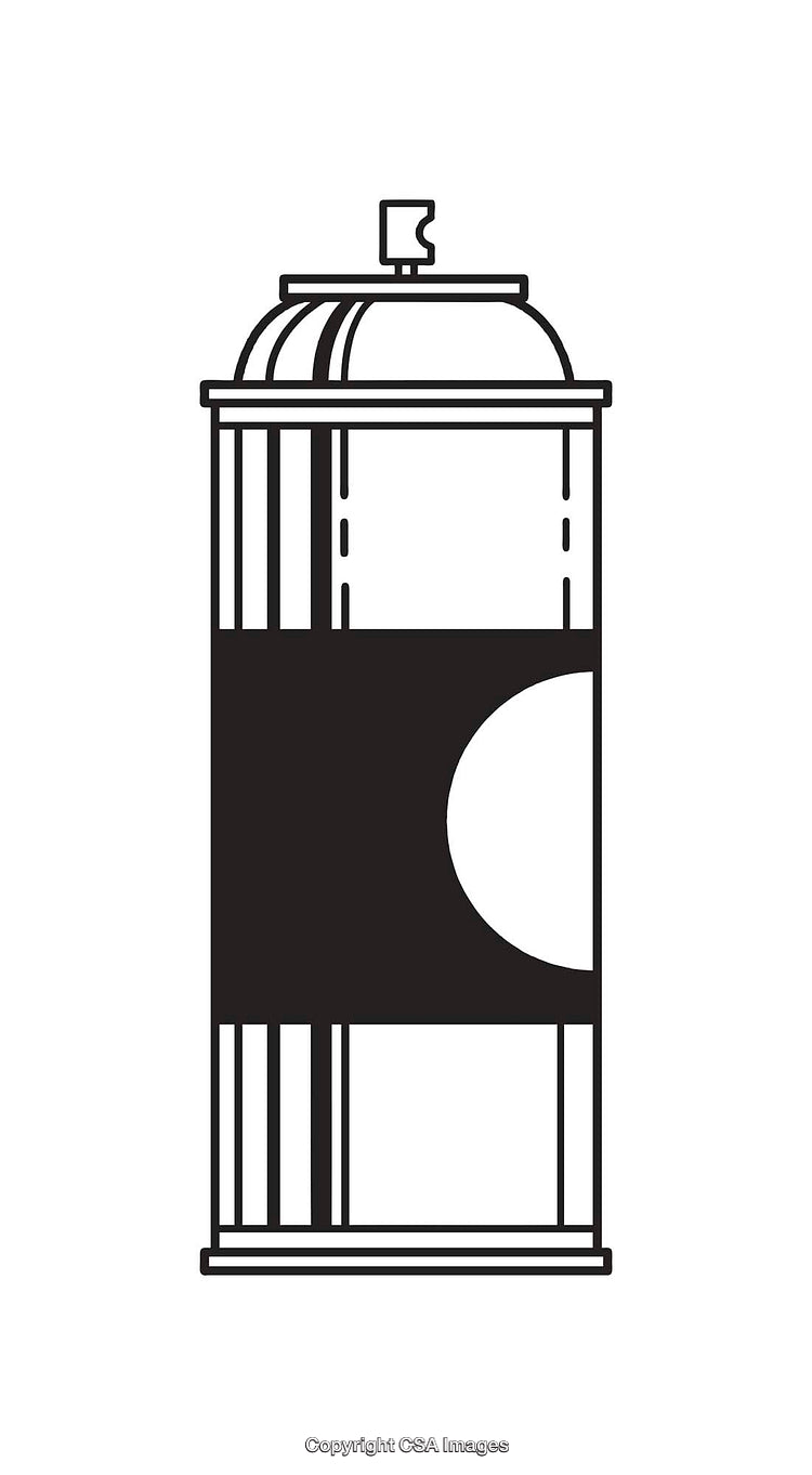 Minimalistic Black and White Line Art Design of a Spray Can