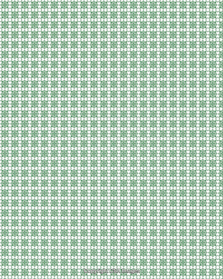 Green and White Floral Pattern Background with Repetitive Symmetry and Detail