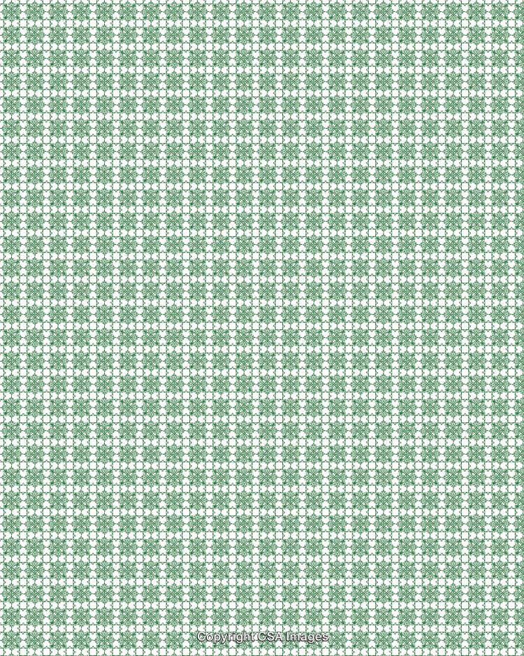 Green and White Floral Pattern Background with Repetitive Symmetry and Detail