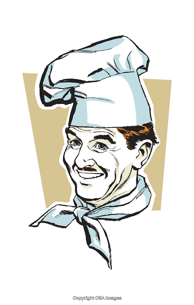 Vintage Illustration of a Smiling Chef in a Classic Uniform