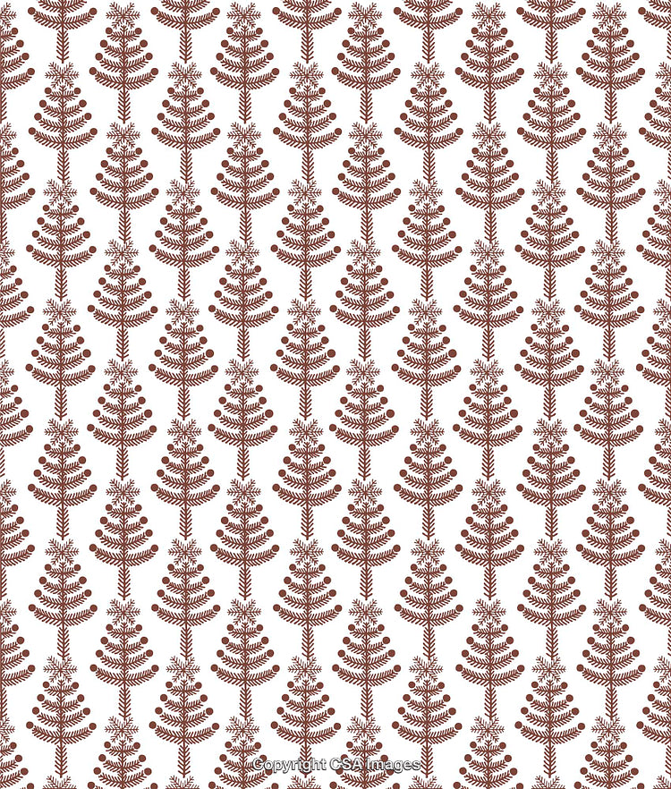 Brown Tree Motif Repeated Pattern on a White Background