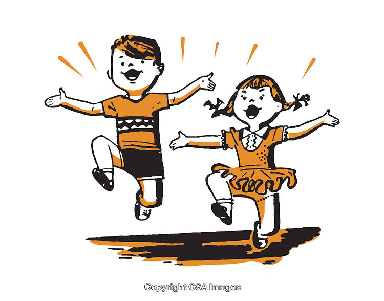 Lively Illustration of Children Joyfully Jumping and Smiling in Unison