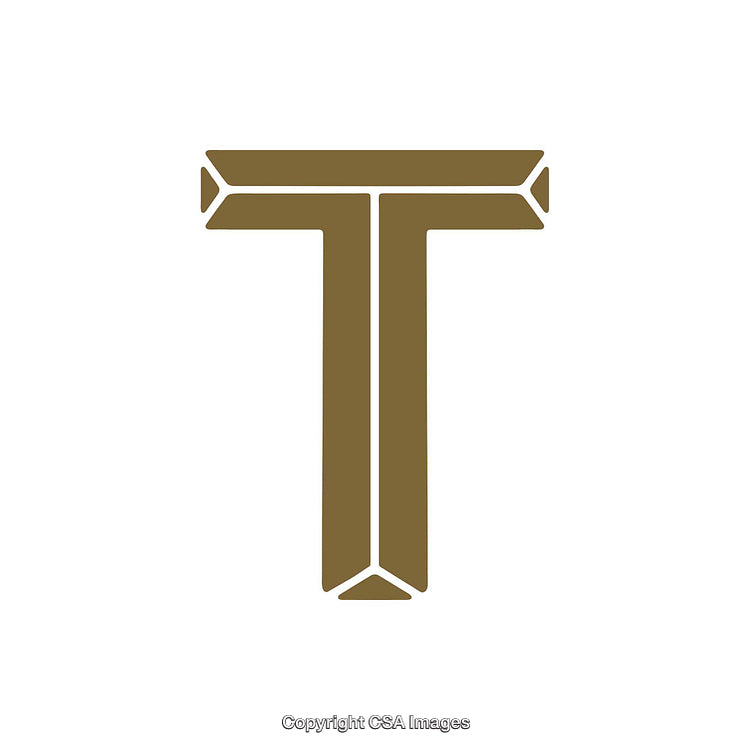 Elegant Gold Letter T in Minimalist Design Style