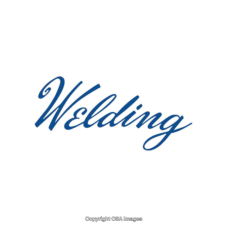 Elegant Blue Script Text Depicting the Word 'Welding' on White Background