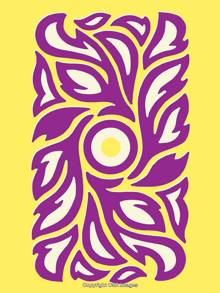 Abstract Purple and Yellow Floral Design with Organic Shapes