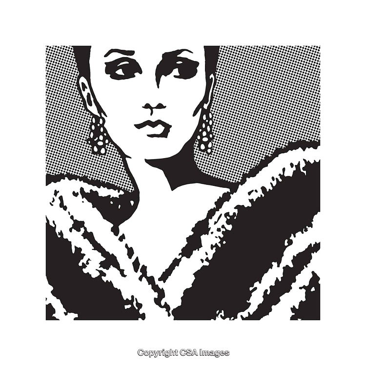 Stylish Black and White Line Art of Fashionable Elegant Woman