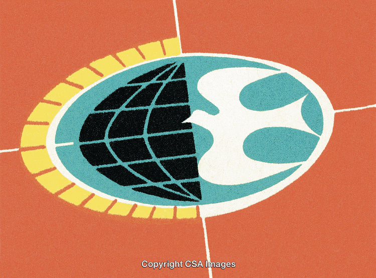 Abstract Geometric Design with Blue Globe and Dynamic Color Elements