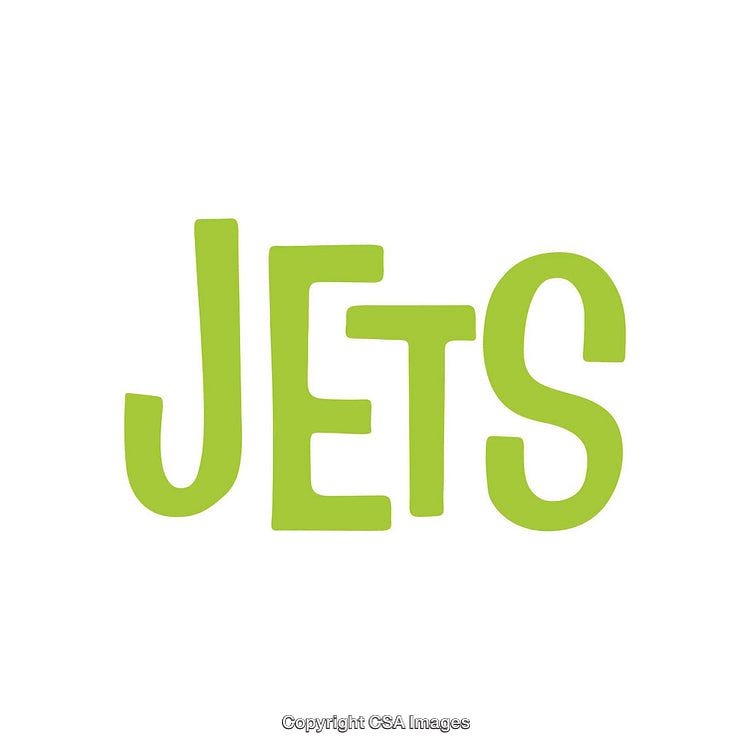 Bold Green Stylized 'Jets' Text Artwork on White Background