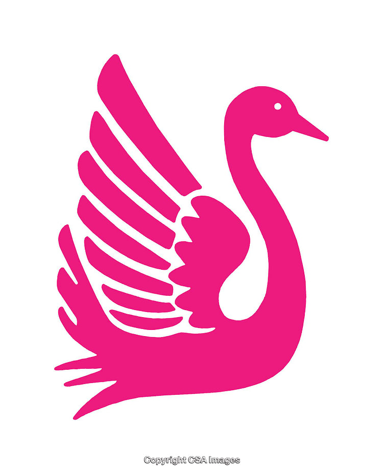 Pink Swan Icon with Outstretched Wings in a Minimalist Design