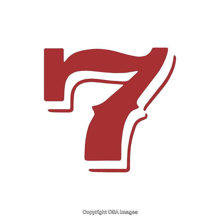 Bold Red Stylized Number Seven on a White Background