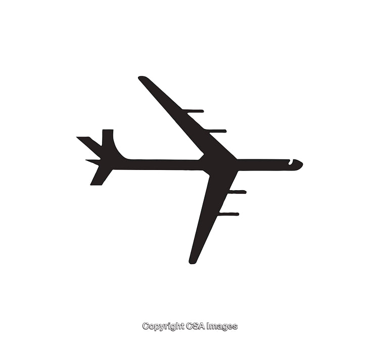 Black and White Airplane Silhouette Icon in Minimalist Style