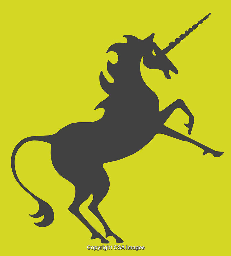 Silhouette of a Majestic Unicorn on Bright Yellow Background