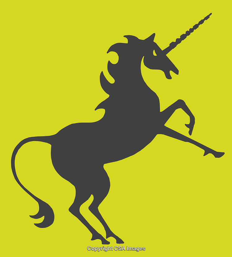 Silhouette of a Majestic Unicorn on Bright Yellow Background