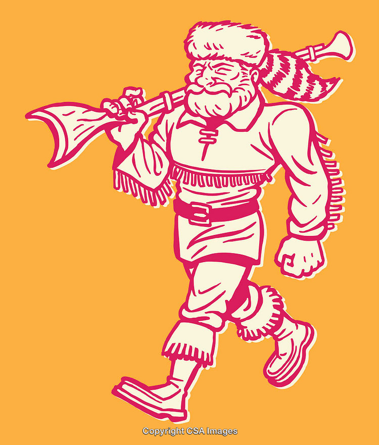 Frontiersman Character Illustration with Rifle in Vibrant Cartoon Style
