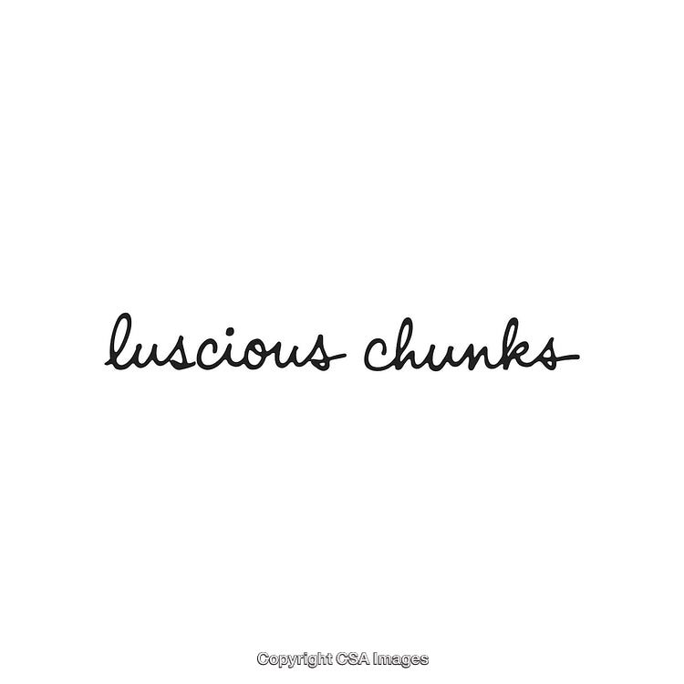 Minimalistic Handwritten Font Depicting the Phrase 'Luscious Chunks' on White Background
