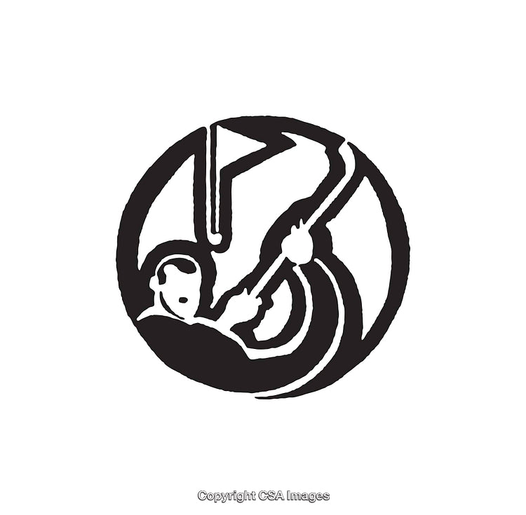 Black and White Line Art Depicting Musical Instrument Performance
