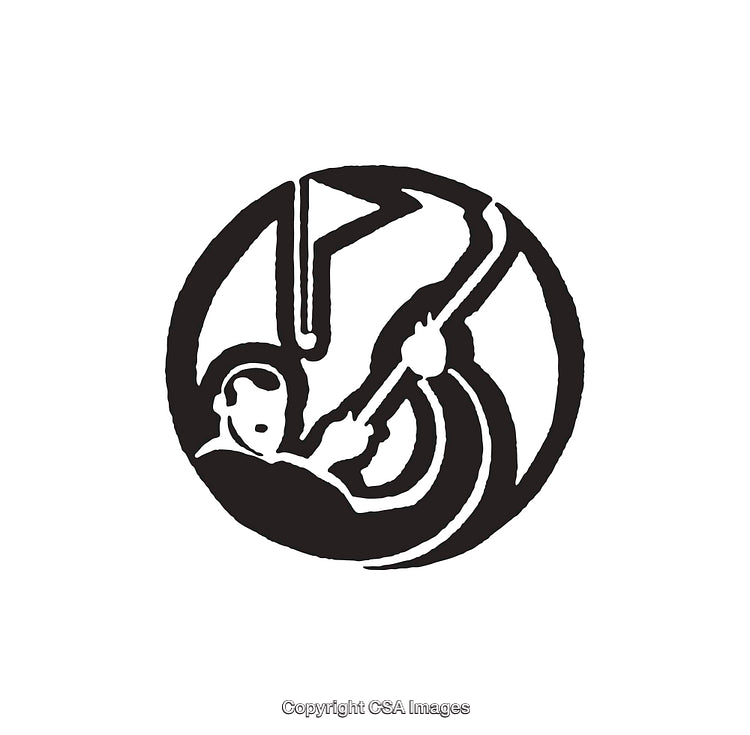 Black and White Line Art Depicting Musical Instrument Performance