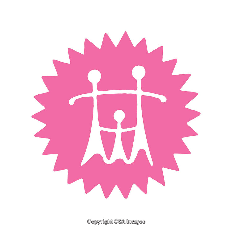 Pink Icon Depicting Family Unity with Minimalist Design