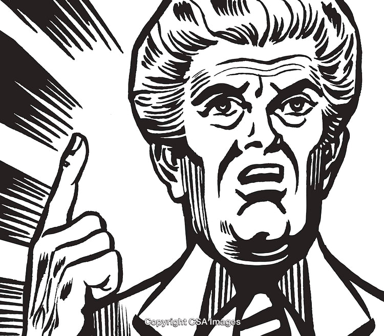 Vintage Illustration of a Spirited Speaker in Dramatic Monochromatic Style