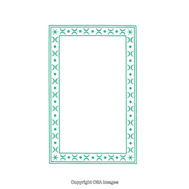 Elegant Green Decorative Frame With Stars and Moon Pattern on White Background