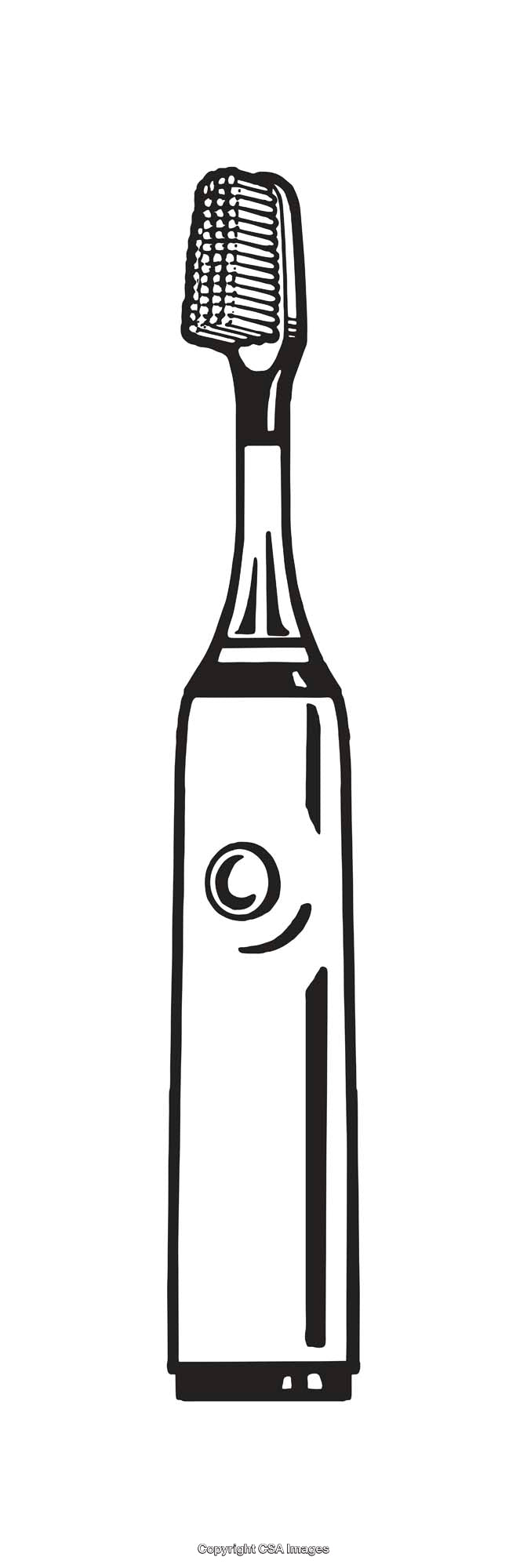 Black and White Line Art Illustration of an Electric Toothbrush