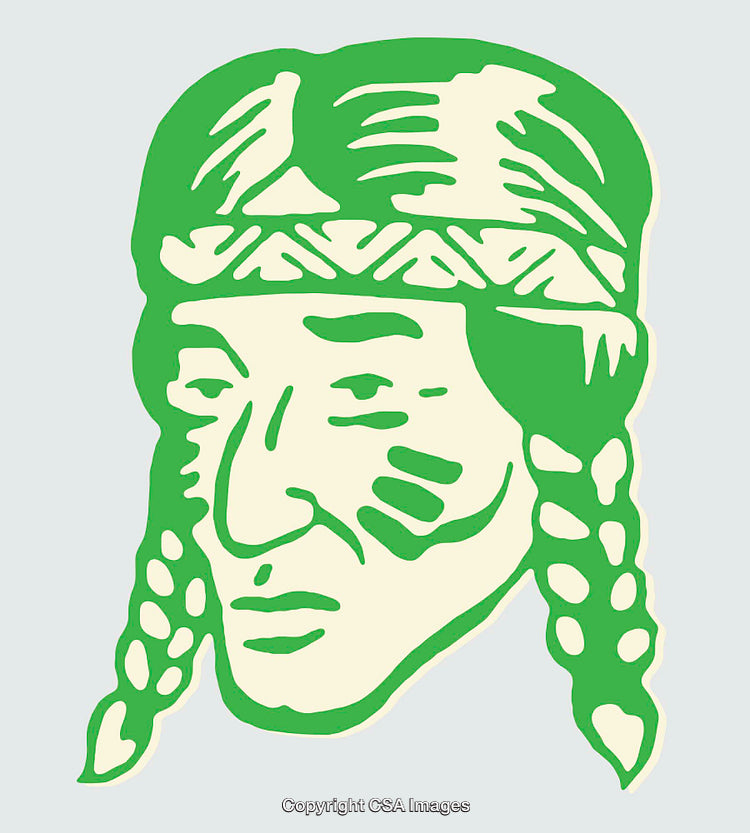 Green Line Art Illustration of a Character with Braided Hair