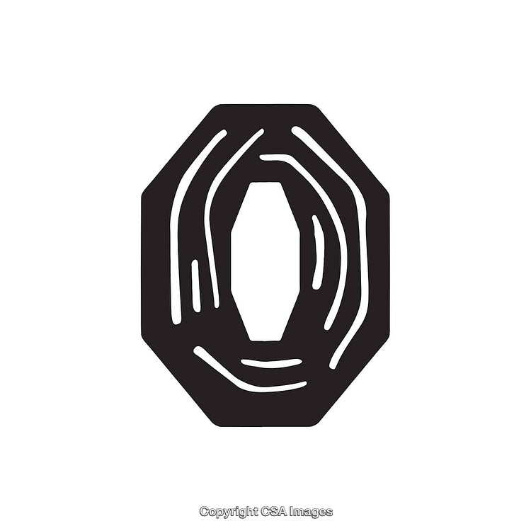 Bold Black Stylized Letter O with Geometric Design