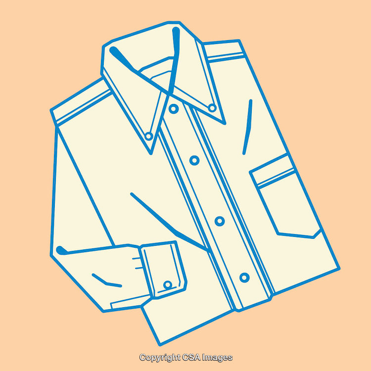 Minimalist Line Art Illustration of a Folded Shirt in Blue and Beige Tones