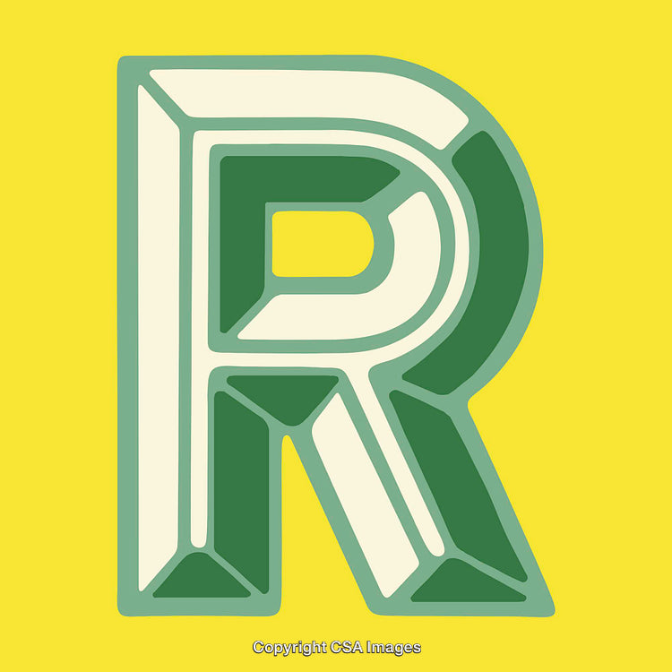 Vibrant Geometric Letter R on a Bright Yellow Background