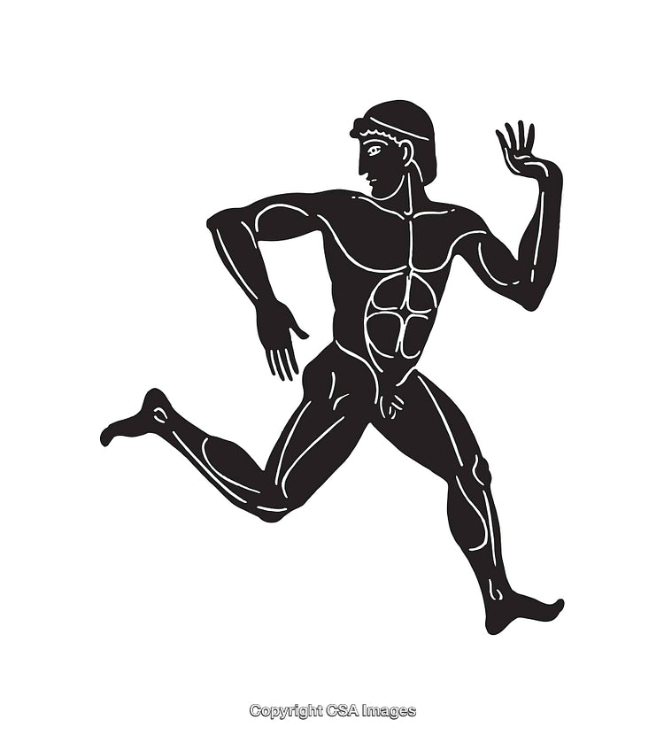 Ancient Greek Style Illustration of a Running Male Figure