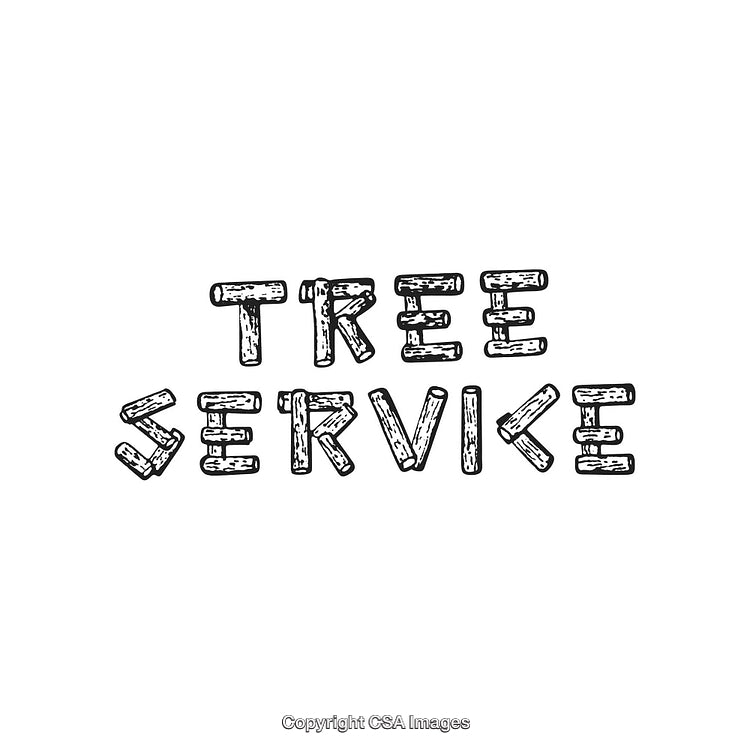 Black and White Text Design for Tree Service with Wooden Style Typeface