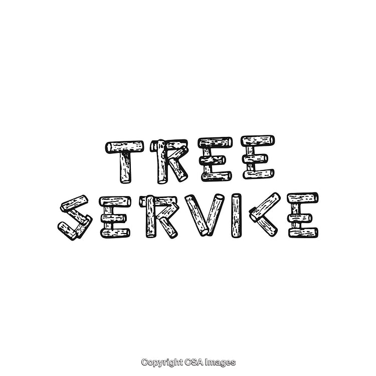 Black and White Text Design for Tree Service with Wooden Style Typeface