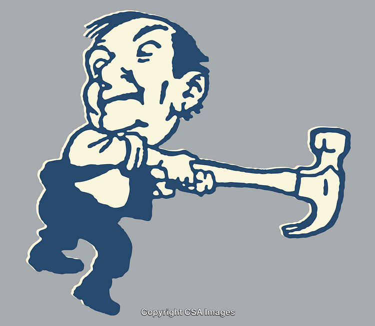 Vintage Cartoon of a Character Holding a Hammer in Dynamic Pose