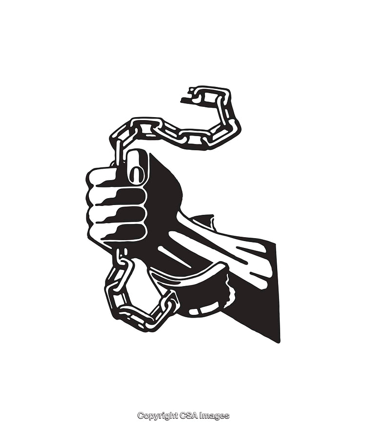 Illustration of a Fist Breaking Free From Chains Symbolizing Freedom