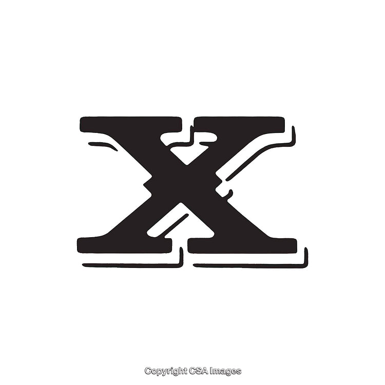 Bold Black Decorative Letter X on Clean White Background