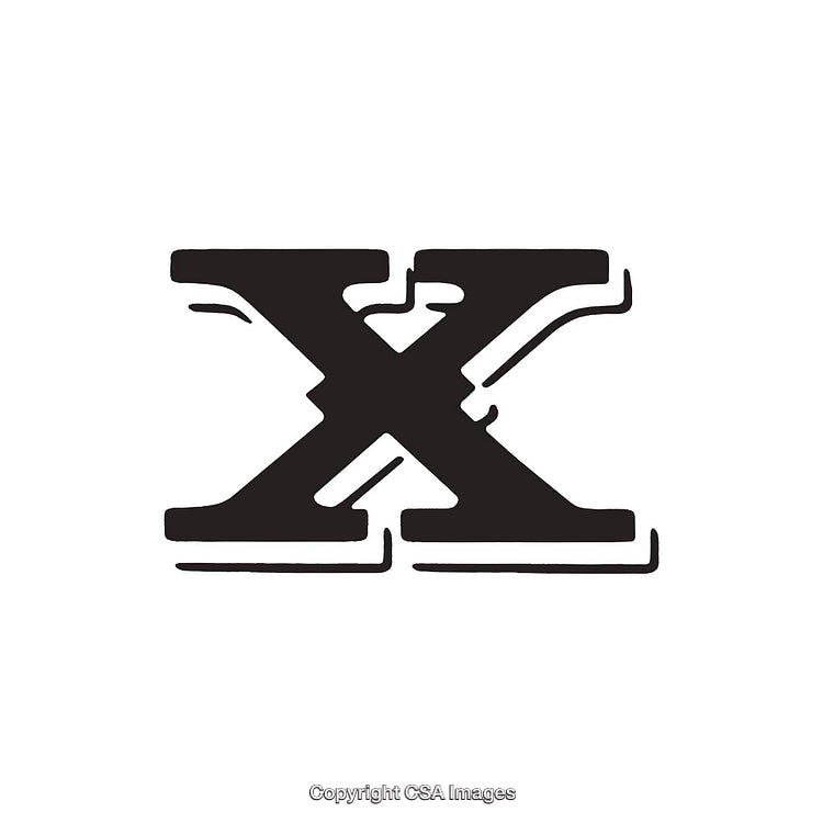 Bold Black Decorative Letter X on Clean White Background