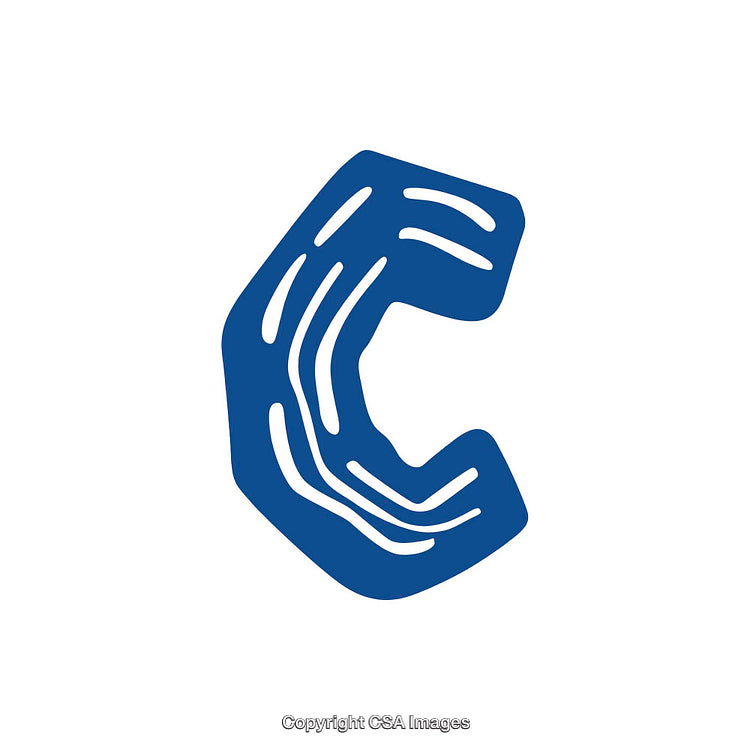 Blue Stylized Letter C with Artistic Abstract Details